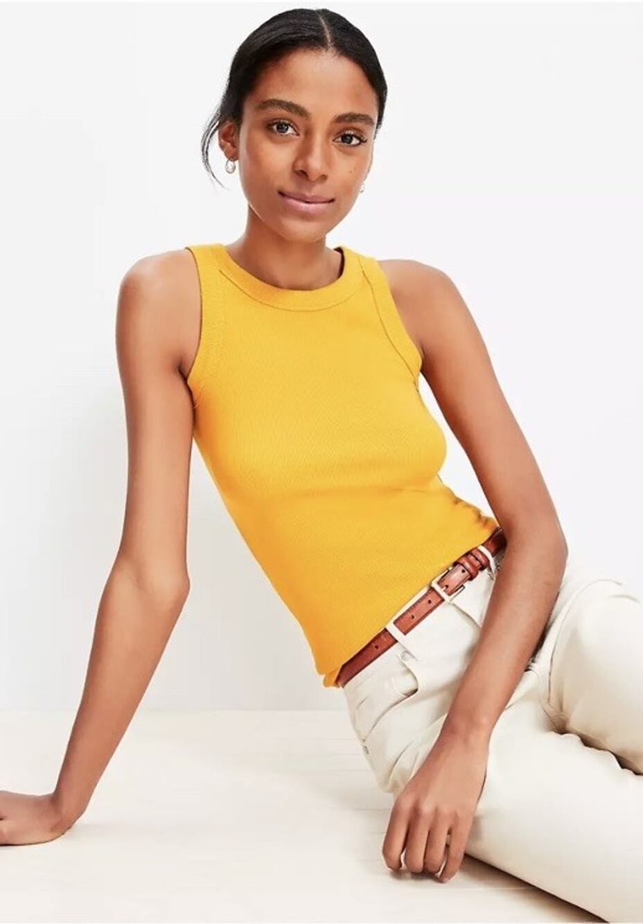 Loft Orange Perfect Tank top Sz. Med. Ribbed NWOT